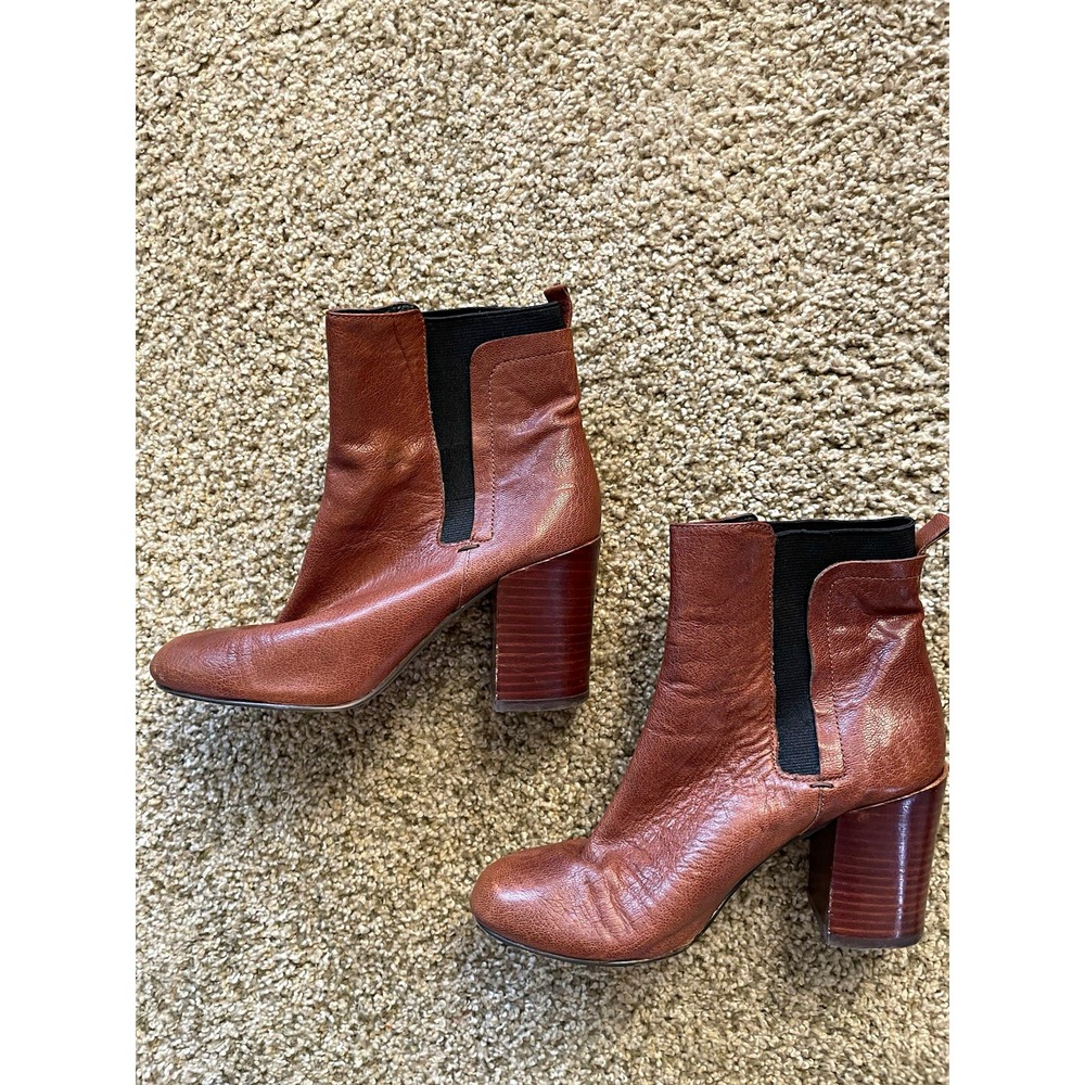 Nine West Brown Leather Chelsea Ankle Boots Women Almond Toe 90s Y2K 5.5 M